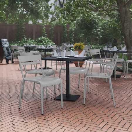 Flash Furniture Silver All-Weather Armless Steel Dining Chair, 4PK 4-XU-CH-10318-SIL-GG